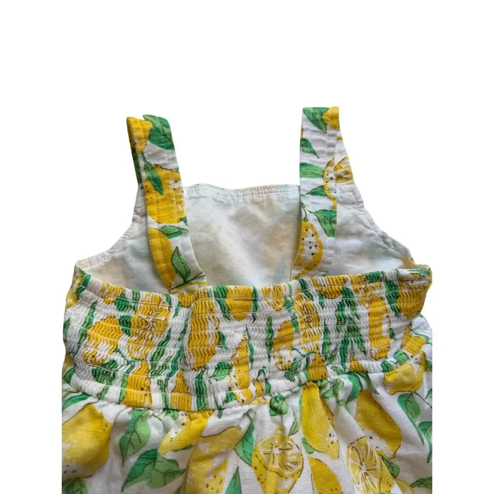 GAP Yellow Lemons Sun Dress 4T linen cotton blend